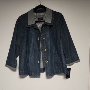 NWT Sonoma Blue Jean Jacket with Gray Accents Size XL